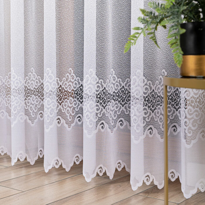 MODESTA Firanka żakardowa gotowa, szerokość 300 x wysokość 250cm, kolor 001 biały - obrazek 3
