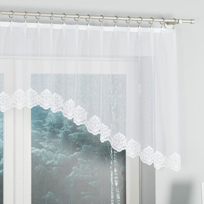 ŻAKLINA Firanka żakardowa gotowa, szerokość 250 x wysokość 80cm, kolor 001 biały - obrazek 3