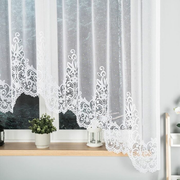 BERENIKA Firanka żakardowa gotowa, szerokość 300 x wysokość 170cm, kolor 001 biały - obrazek 2