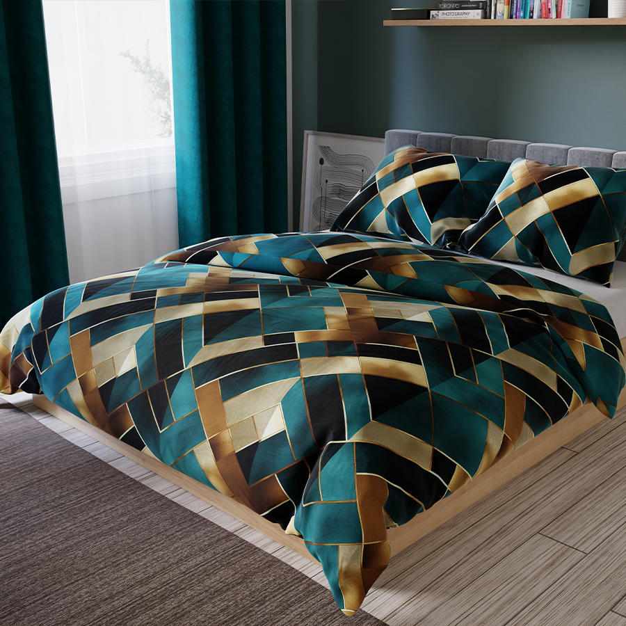 RUBIK Komplet pościeli z bawełny satynowej 160x200 - obrazek 4