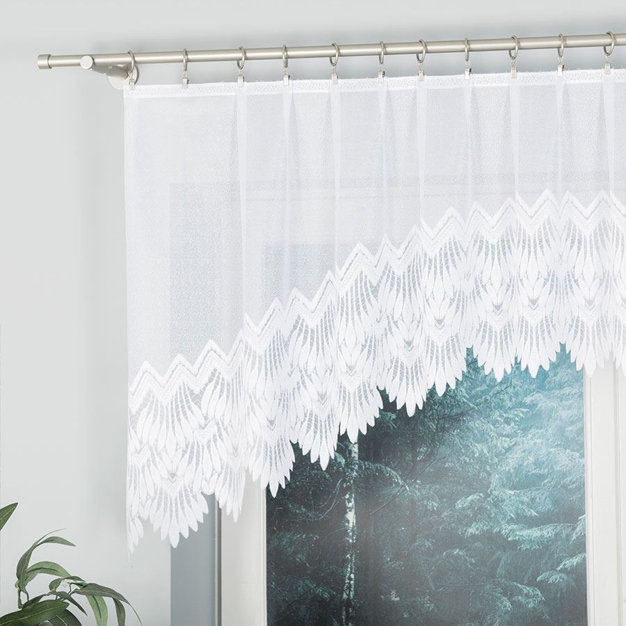 FELICJA Firanka żakardowa gotowa ze wzorem na samym dole, szerokość 200 x wysokość 80cm, kolor 001 biały - obrazek 2