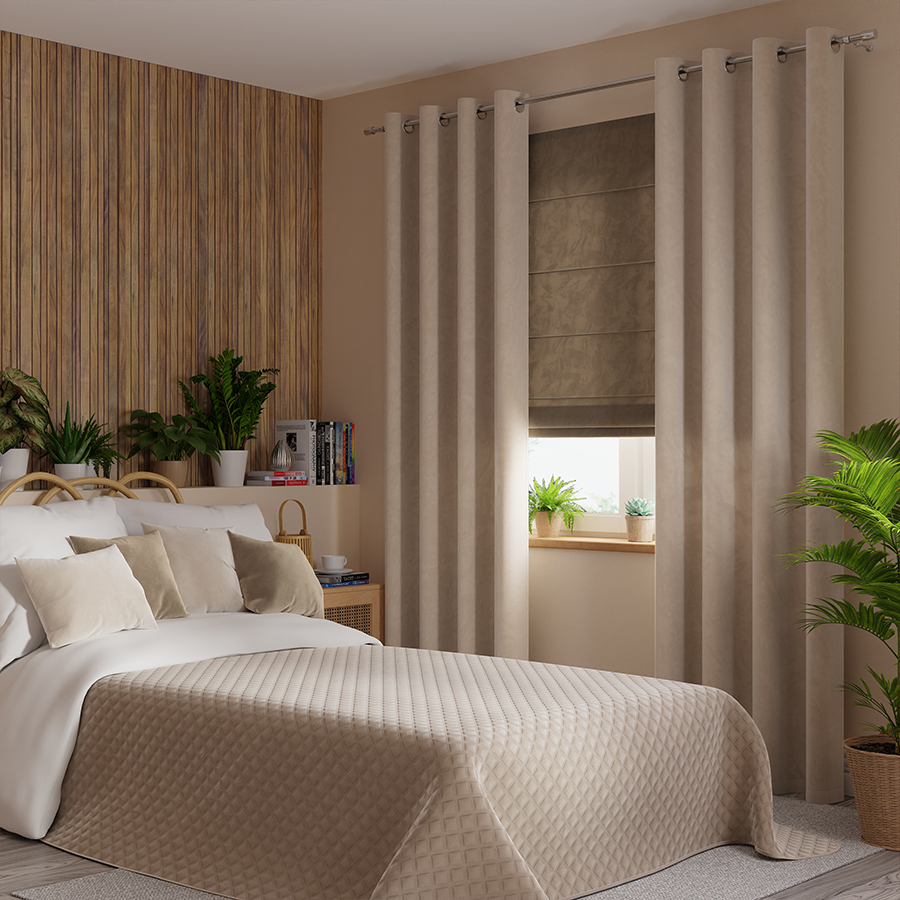 VELVI Zasłona gotowa na przelotkach, szerokość 140 x wysokość 250cm, kolor 015 ciemny kremowy - obrazek 4