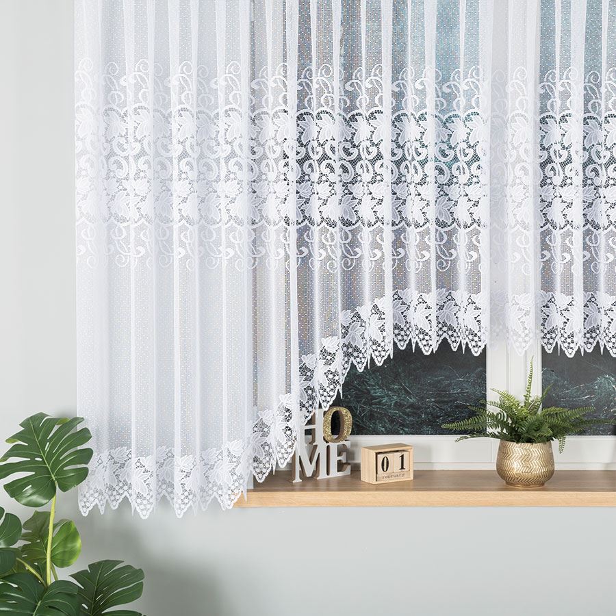 HERNANI Firanka żakardowa gotowa, 600x160 kolor 001 biały - obrazek 2