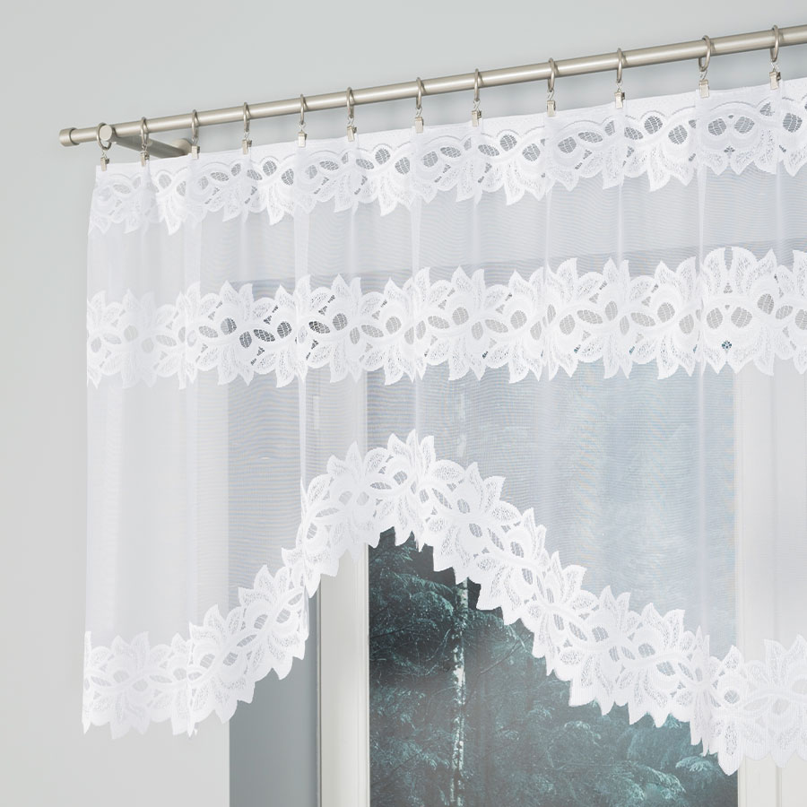 BASTIA Firanka żakardowa gotowa, szerokość 230 x wysokość 80cm, kolor 001 biały - obrazek 2