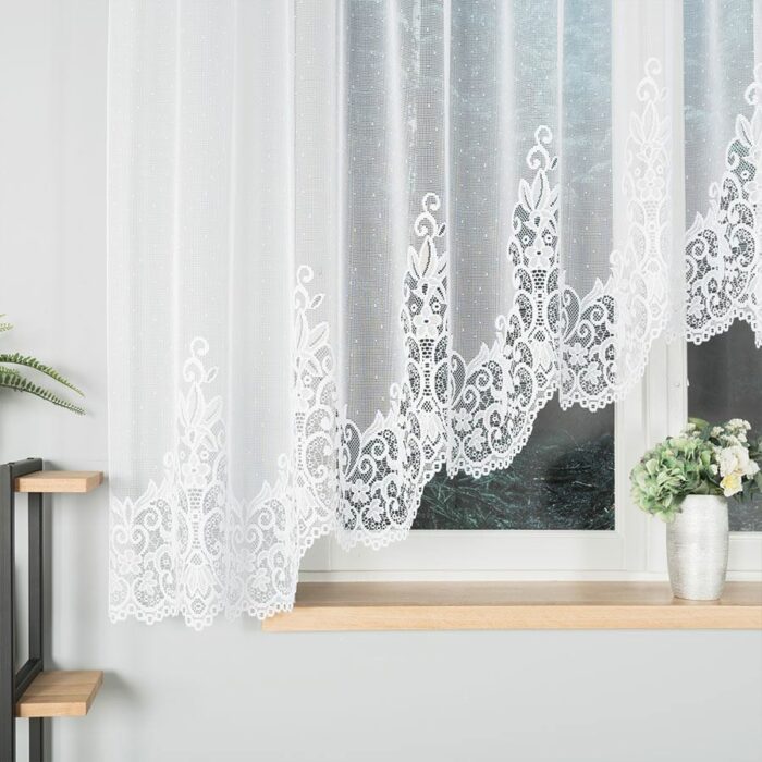 BERENIKA Firanka żakardowa gotowa, szerokość 400 x wysokość 160cm, kolor 001 biały - obrazek 2