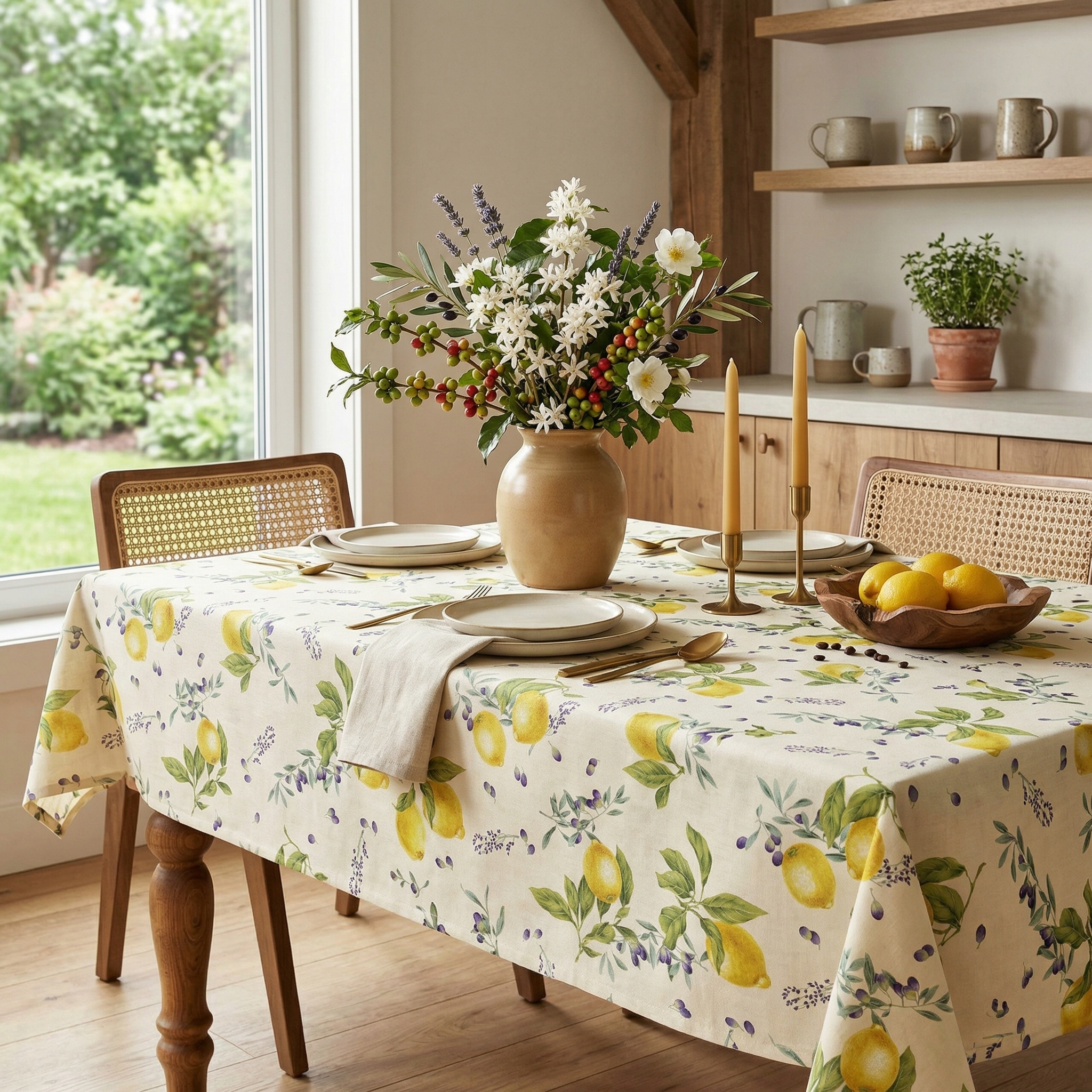 Tkanina zasłonowa bawełniana – materiał na zasłony CYTRYNY szerokość 140 cm - obrazek 3