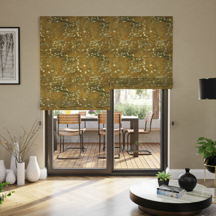 KWITNĄCY MIGDAŁOWIEC Tkanina dekoracyjna VELVET, 150cm, kolor 018 szafranowy - obrazek 3