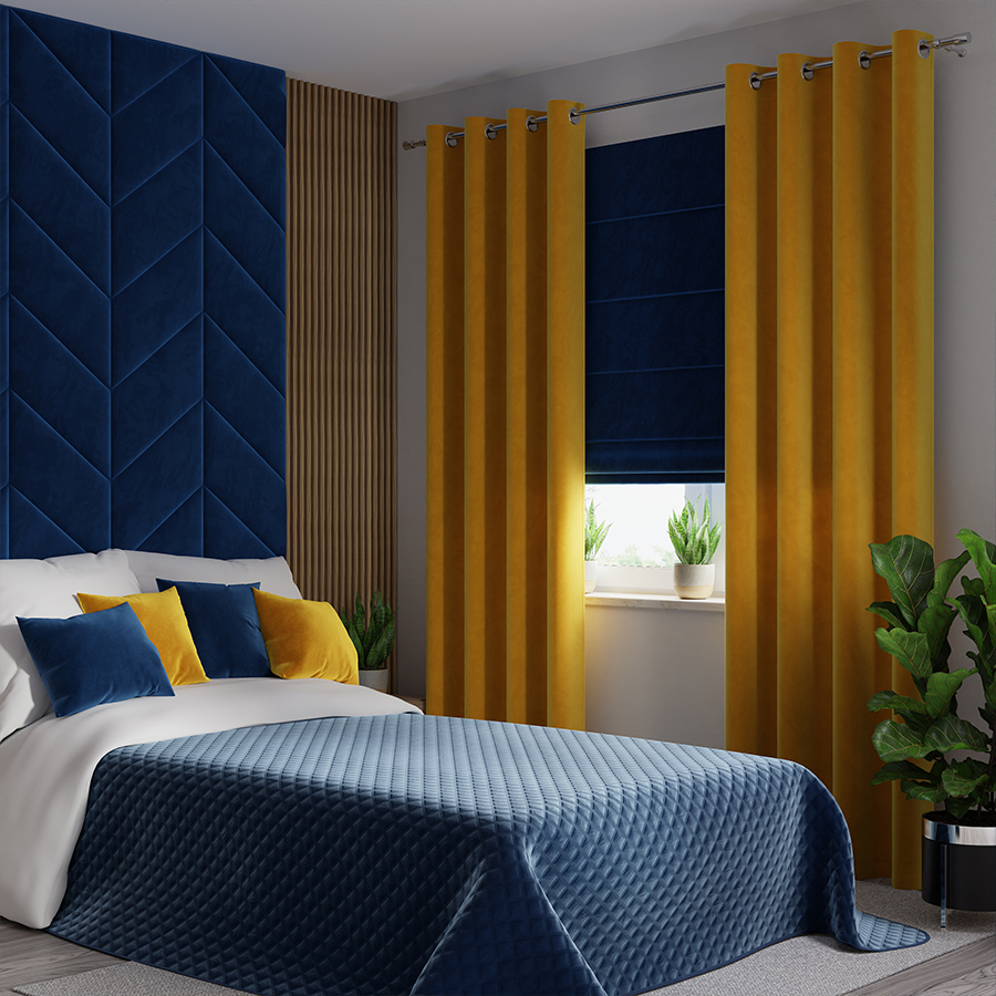 VELVI Zasłona gotowa na przelotkach, szerokość 140 x wysokość 250cm, kolor 019 szafranowy - obrazek 3