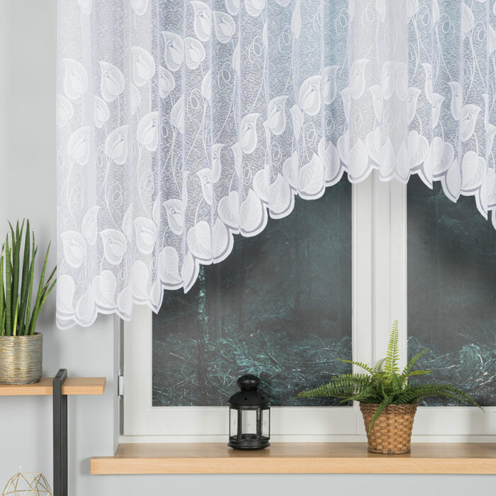 NORA Firanka żakardowa gotowa, szerokość 300 x wysokość 130cm, kolor 001 biały - obrazek 2