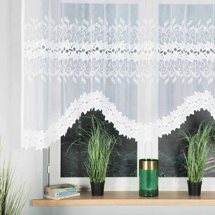 BASTIA Firanka żakardowa gotowa, szerokość 280 x wysokość 130cm, kolor 001 biały - obrazek 3