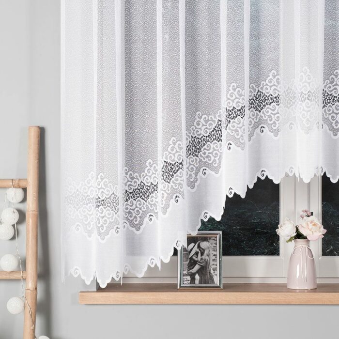 MODESTA Firanka żakardowa gotowa, szerokość 300 x wysokość 160cm, kolor 001 biały - obrazek 2