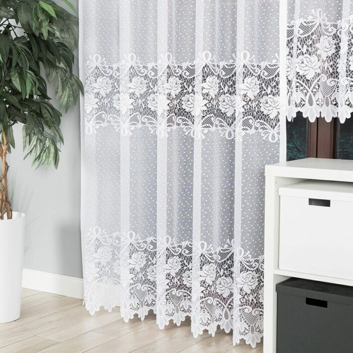 DEMETRIA Firanka żakardowa gotowa na prosto, szerokość 200 x wysokość 250cm, kolor 001 biały - obrazek 4