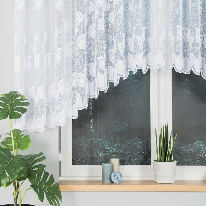 NORA Firanka żakardowa gotowa, szerokość 400 x wysokość 130cm, kolor 001 biały - obrazek 2