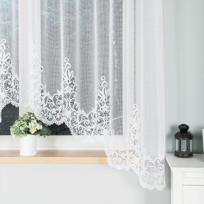 BERENIKA Firanka żakardowa gotowa, szerokość 300 x wysokość 180cm, kolor 001 biały - obrazek 4