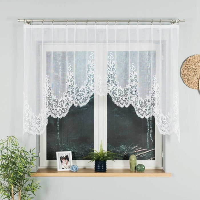 BERENIKA Firanka żakardowa gotowa, szerokość 250 x wysokość 120cm, kolor 001 biały - obrazek 4
