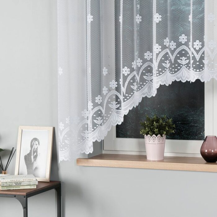 FLORENTYNA Firanka żakardowa gotowa, szerokość 330 x wysokość 160cm, kolor 001 biały - obrazek 3