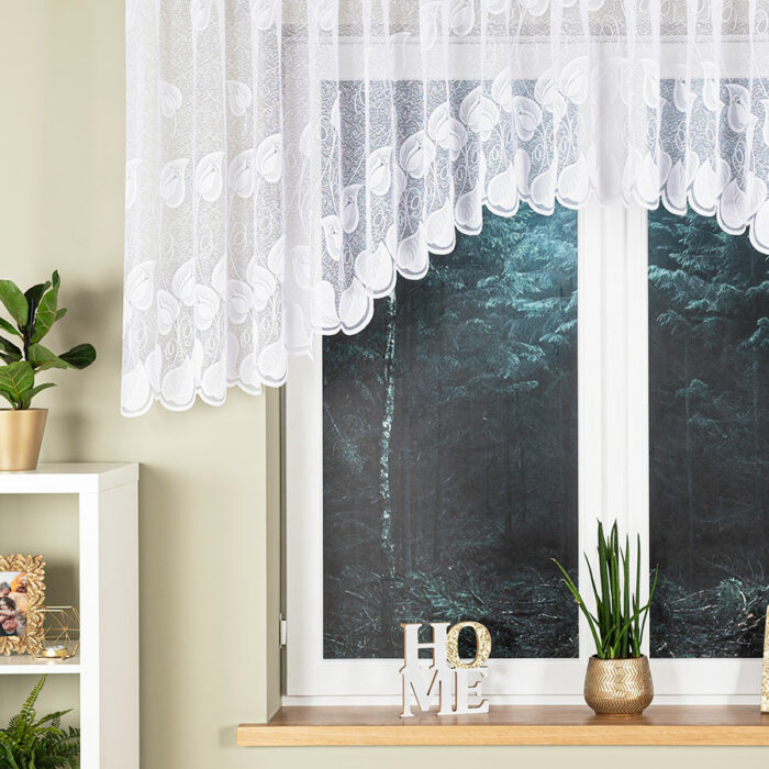 NORA Firanka żakardowa gotowa, szerokość 400 x wysokość 100cm, kolor 001 biały - obrazek 4