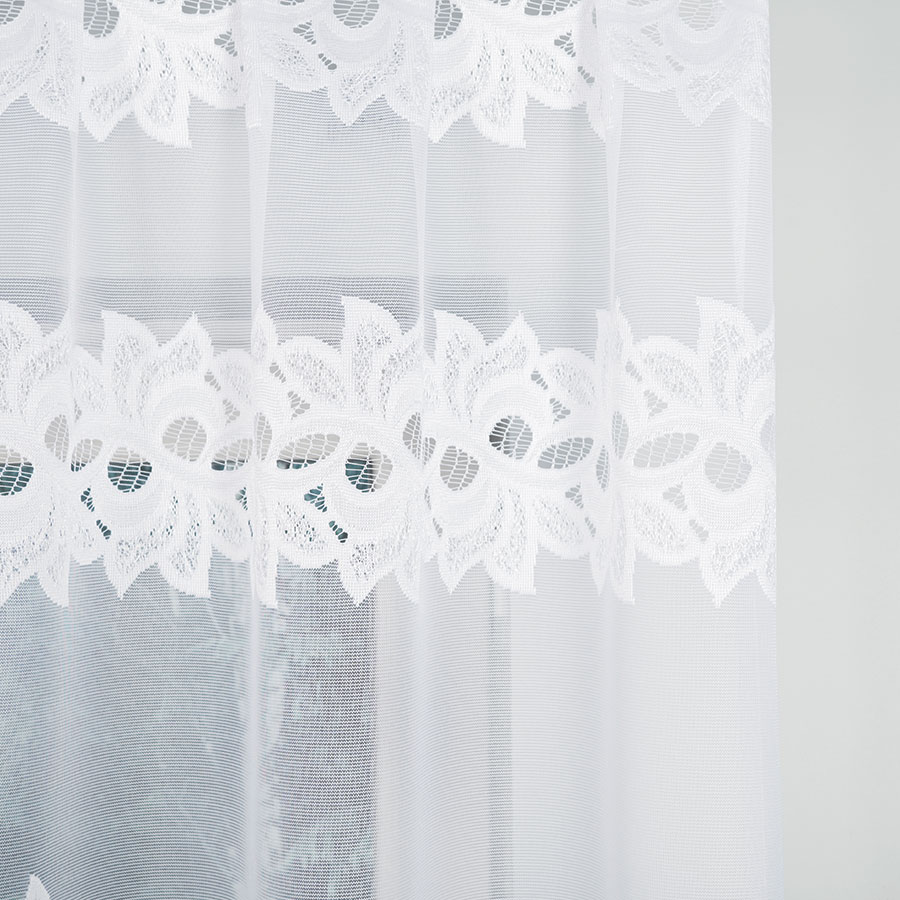 BASTIA Firanka żakardowa gotowa, szerokość 230 x wysokość 80cm, kolor 001 biały - obrazek 3