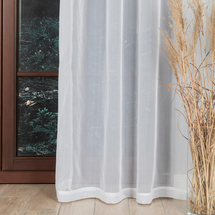WOAL Firana gotowa na taśmie, szerokość 140 x wysokość 230cm, kolor 001 biały - obrazek 3