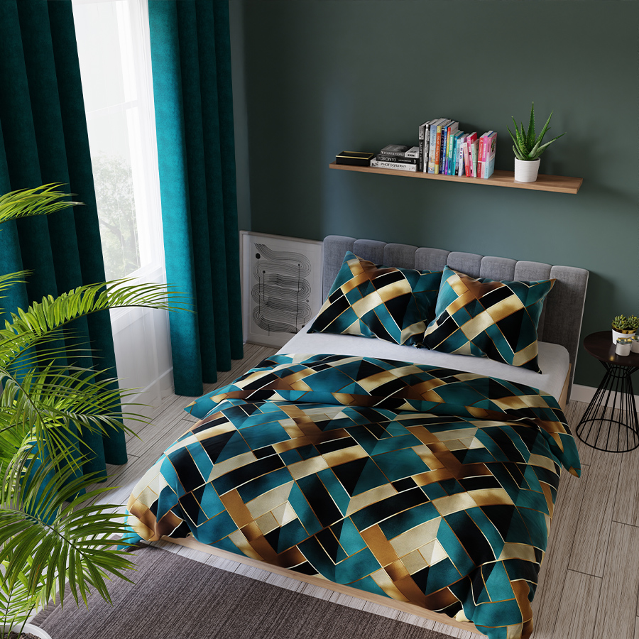 RUBIK Komplet pościeli z bawełny satynowej 160x200 - obrazek 6