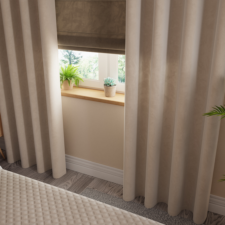 VELVI Zasłona gotowa na przelotkach, szerokość 140 x wysokość 250cm, kolor 015 ciemny kremowy - obrazek 5