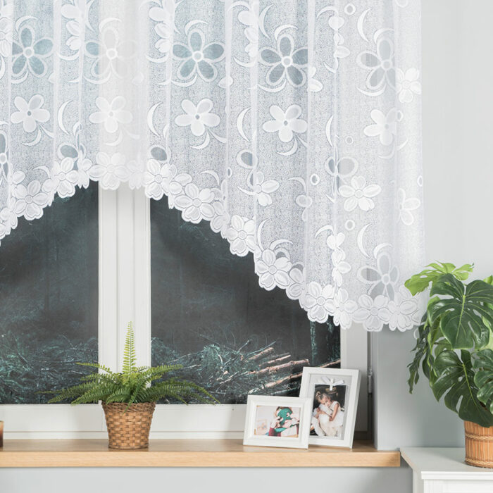 RENATA Firanka żakardowa gotowa, szerokość 300 x wysokość 130cm, kolor 001 biały - obrazek 3