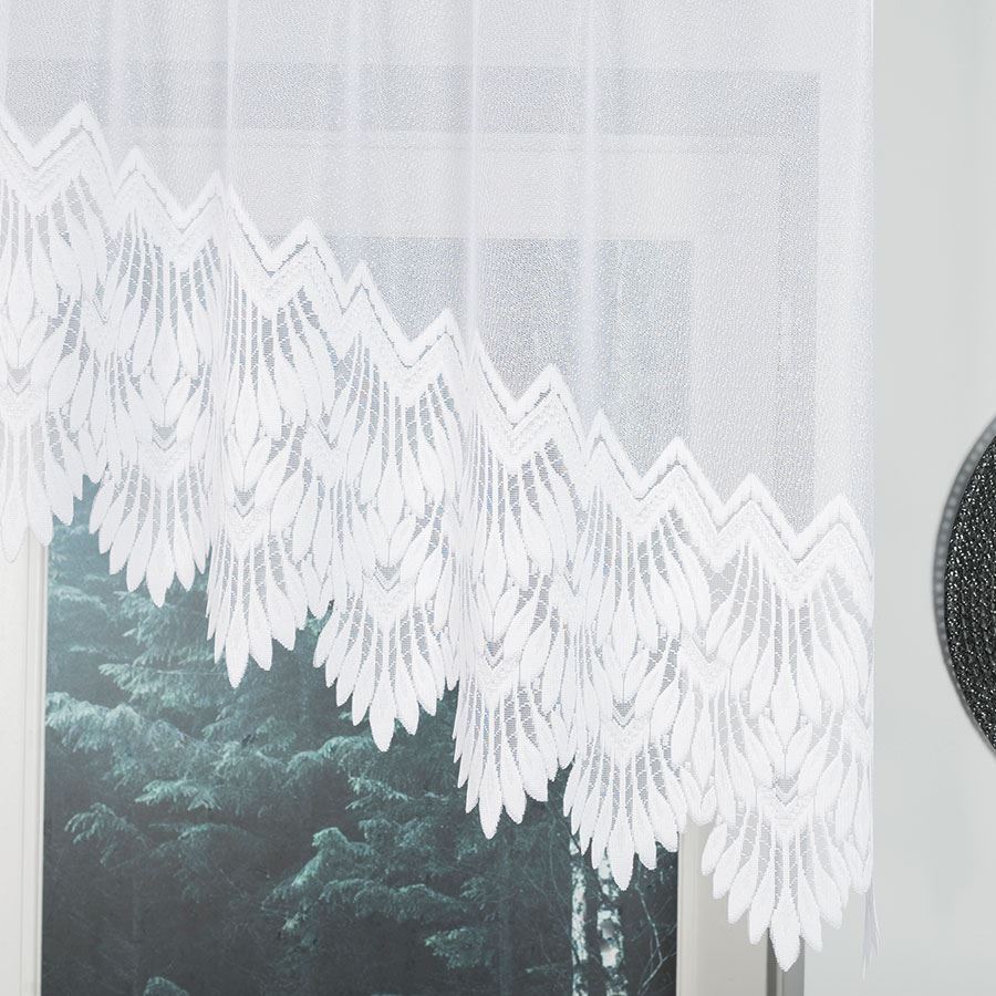 FELICJA Firanka żakardowa gotowa ze wzorem na samym dole, szerokość 200 x wysokość 80cm, kolor 001 biały - obrazek 4