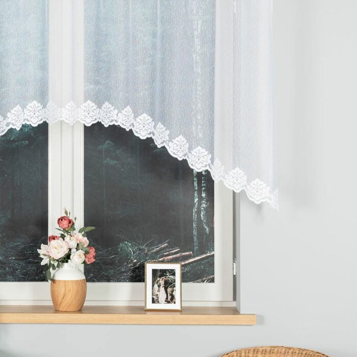 ŻAKLINA Firanka żakardowa gotowa, szerokość 250 x wysokość 120cm, kolor 001 biały - obrazek 5