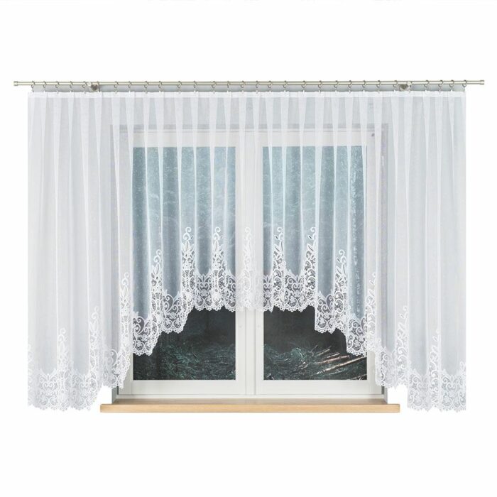 BERENIKA Firanka żakardowa gotowa, szerokość 530 x wysokość 160cm, kolor 001 biały - obrazek 6