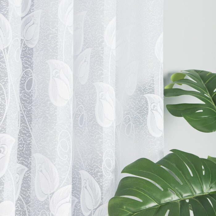 NORA Firanka żakardowa gotowa, szerokość 400 x wysokość 130cm, kolor 001 biały - obrazek 5