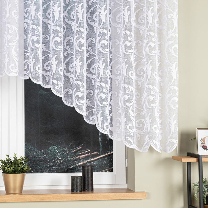 LEOKADIA Firanka żakardowa gotowa, szerokość 450 x wysokość 135cm, kolor 001 biały - obrazek 6