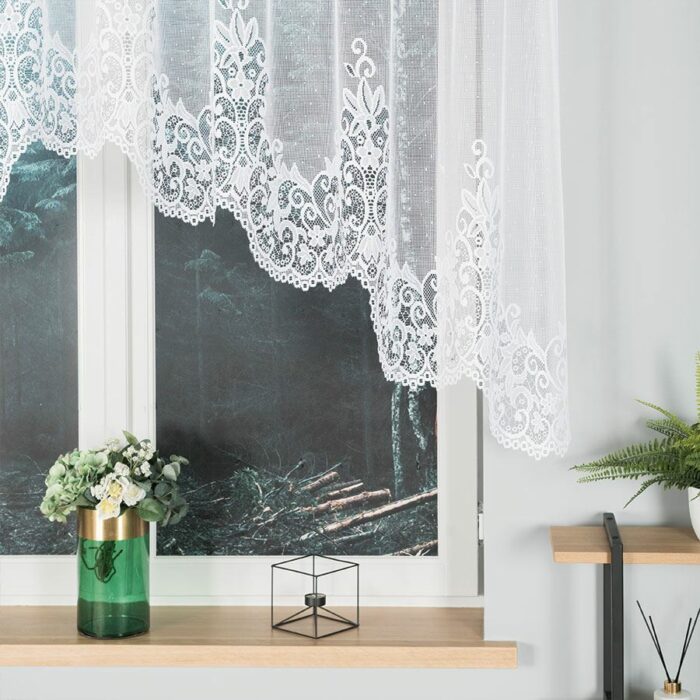 BERENIKA Firanka żakardowa gotowa, szerokość 330 x wysokość 120cm, kolor 001 biały - obrazek 7