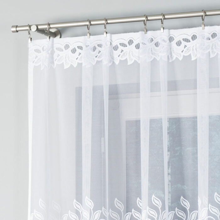 BASTIA Firanka żakardowa gotowa, szerokość 315 x wysokość 120cm, kolor 001 biały - obrazek 5
