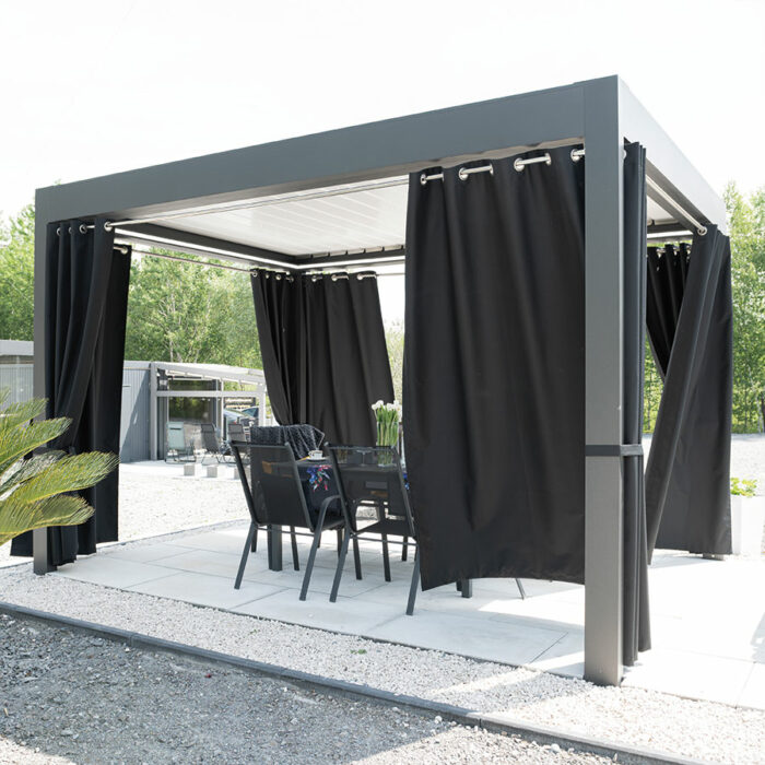 GARDENIA Zasłona gotowa na przelotkach, szerokość 140cm x wysokość 240cm, kolor 039 czarny - obrazek 2