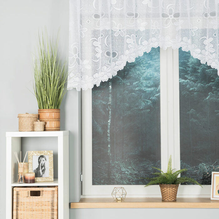 RENATA Firanka żakardowa gotowa, szerokość 250 x wysokość 80cm, kolor 001 biały - obrazek 4