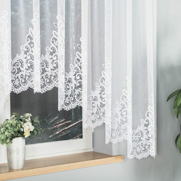 BERENIKA Firanka żakardowa gotowa, szerokość 400 x wysokość 160cm, kolor 001 biały - obrazek 5