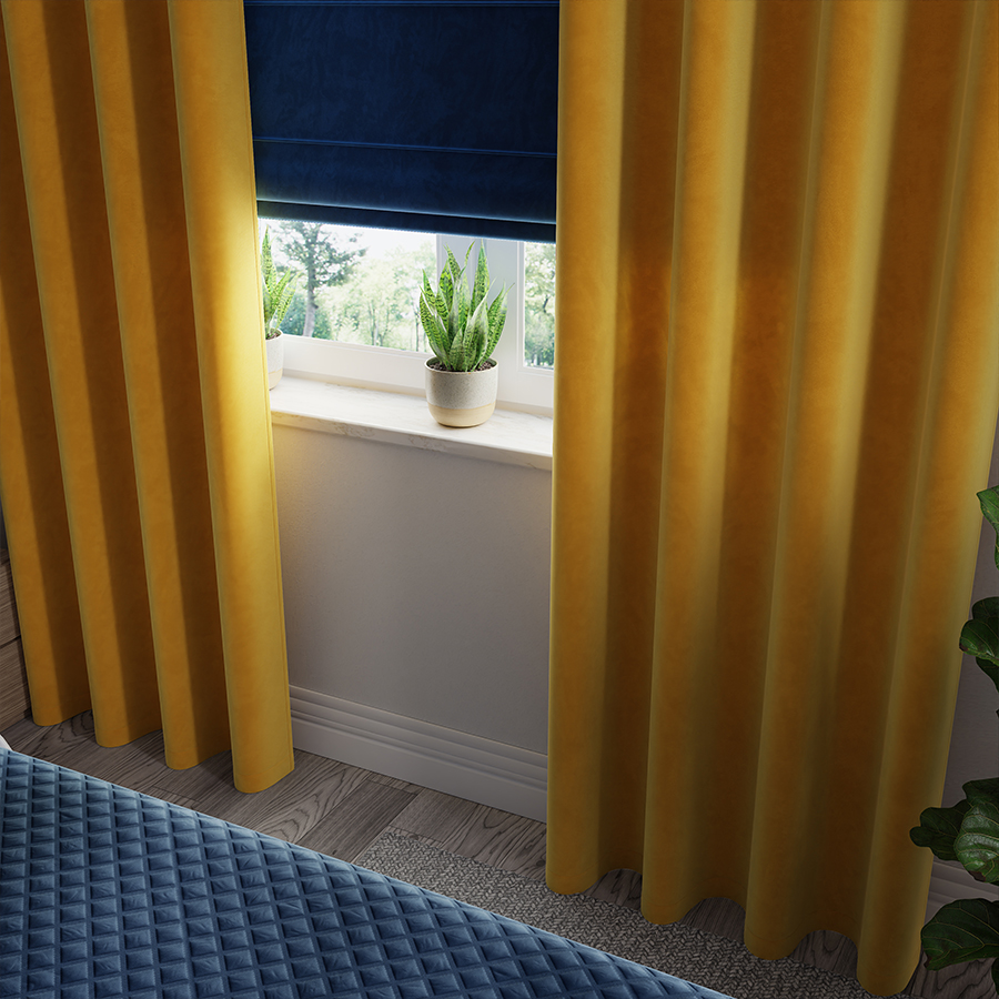 VELVI Zasłona gotowa na przelotkach, szerokość 140 x wysokość 250cm, kolor 019 szafranowy - obrazek 5