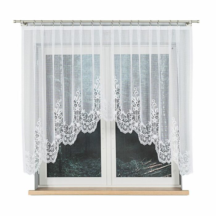 BERENIKA Firanka żakardowa gotowa, szerokość 330 x wysokość 140cm, kolor 001 biały - obrazek 6