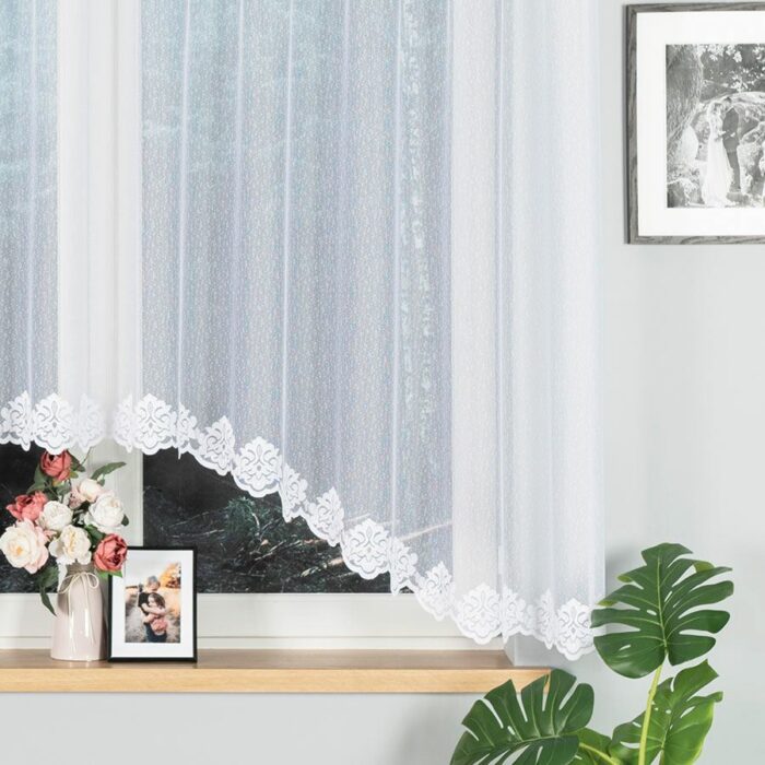 ŻAKLINA Firanka żakardowa gotowa, szerokość 300 x wysokość 160cm, kolor 001 biały - obrazek 8
