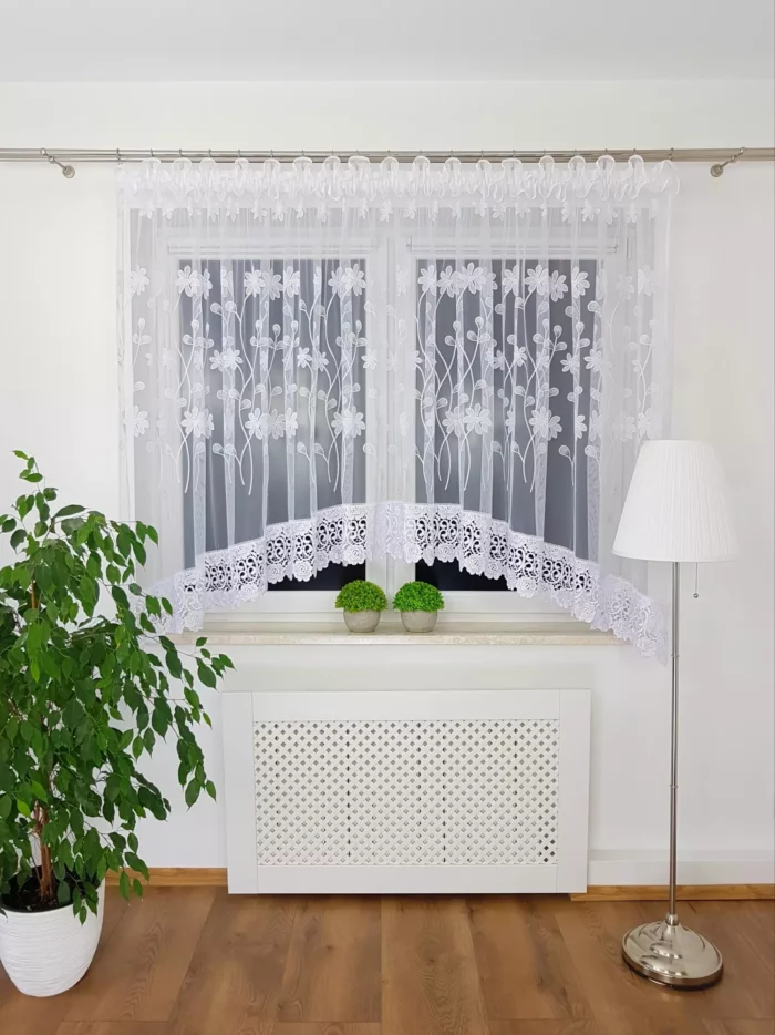 Firanka markizeta z gipiurą 400 x 160 cm biała na taśmie Florienne - obrazek 5