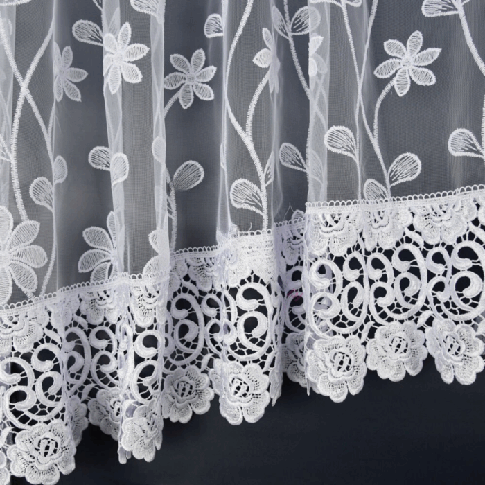 Firanka markizeta z gipiurą 400 x 160 cm biała na taśmie Florienne - obrazek 4