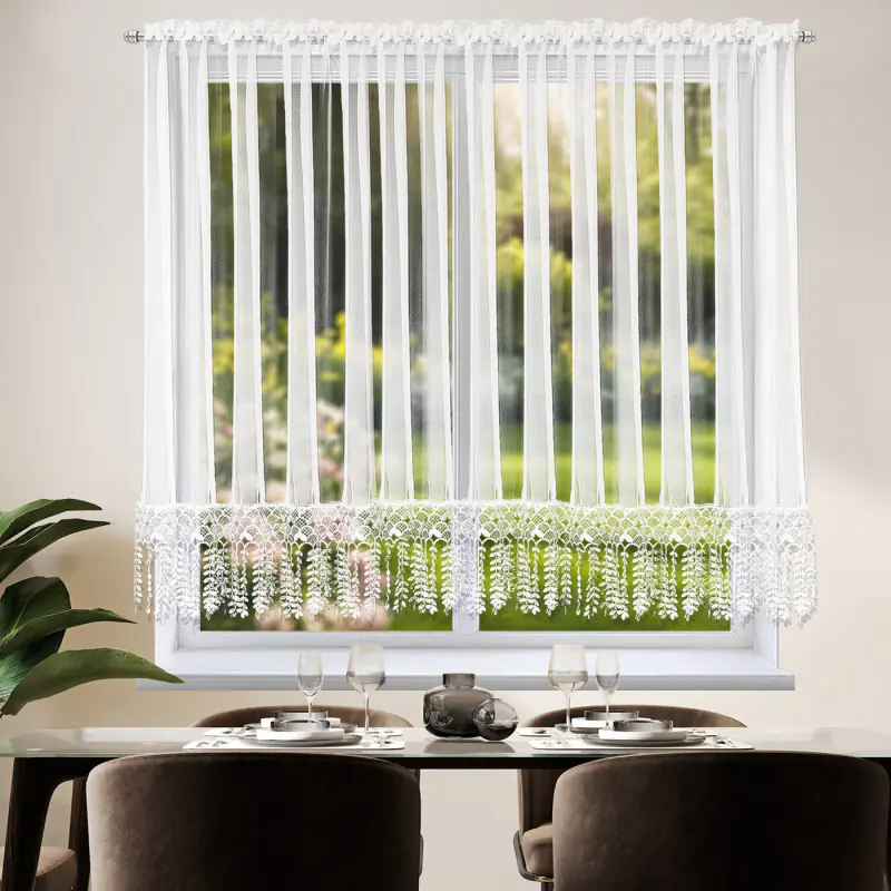 Firanka woal z gipiurą 300 x 150 cm biała na taśmie Velira