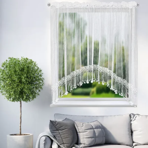 Firana na taśmie markizeta z gipiurą i cyrkoniami 200x160 cm biała Bianca Lux