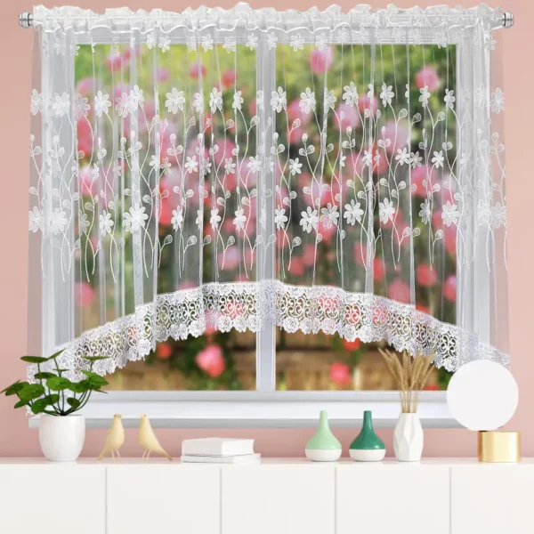 Firanka markizeta z gipiurą 400 x 160 cm biała na taśmie Florienne